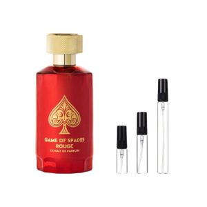 Game Of Spades Rouge: sensualidad cálida y envolvente en decants de 3ml a 10ml. Notas frutales, florales y dulces que encantan