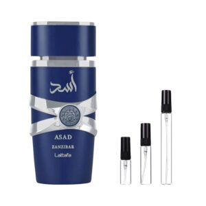 Asad Zanzibar: limón, oud y ámbar gris en una fragancia intensa y tropical que define poder con elegancia masculina.
