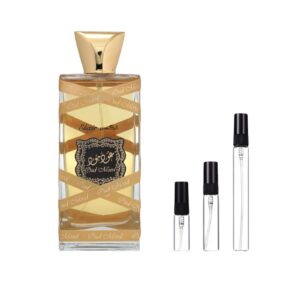 Lattafa Oud Mood Elixir: canela, rosa y oud en una fragancia hipnótica y profunda que despierta elegancia con misterio.