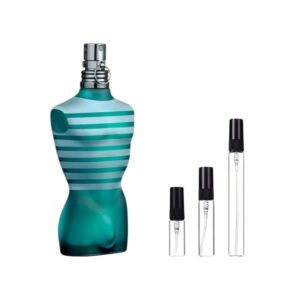 Decants Le Male Jean Paul Gaultier en 3ml, 5ml y 10ml: lavanda, canela y vainilla en una fragancia icónica, cálida y seductora.