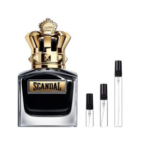 Decants Scandal Le Parfum hombre: geranio, haba tonka y sándalo en 3ml, 5ml y 10ml. Intensidad escandalosa y seducción masculina en cada gota.