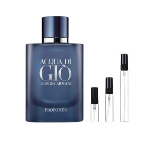 Decants Acqua Di Gio Profondo en 3ml, 5ml y 10ml: frescura marina, elegancia intensa y formato ideal para llevar tu esencia a todas partes.