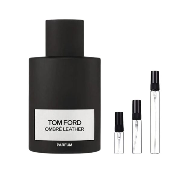 Decants Tom Ford Ombre Leather Parfum: cuero, jazmín y tabaco en formatos de 3ml, 5ml y 10ml. Intensidad y elegancia en cada gota.