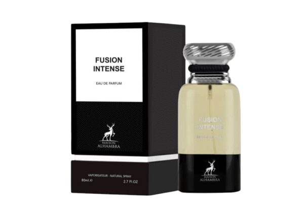 Maison Alhambra Fusion Intense: cuero, cítricos y ámbar. Elegancia intensa para hombres con carácter.