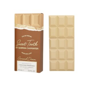 Sabrina Carpenter Sweet Tooth Caramel Dream: caramelo, chocolate y almendras en una fragancia dulce, cálida y absolutamente encantadora.