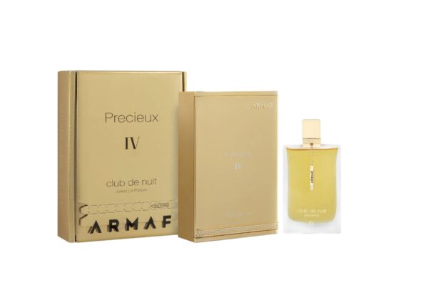 Armaf Club De Nuit Precieux IV: piña, cuero y vainilla en una fragancia oriental amaderada que combina poder, elegancia y seducción.