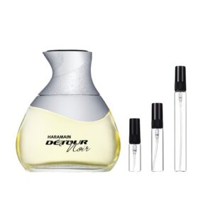 Decants Al Haramain Detour Noir: lavanda, vainilla y especias en una fragancia elegante, misteriosa y envolvente. ¡Descúbrela ahora!