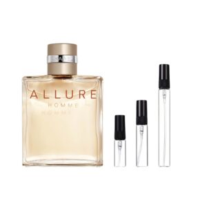 Decants Chanel Allure Homme: frescura cítrica, corazón especiado y fondo cálido. Elegancia masculina que deja huella.