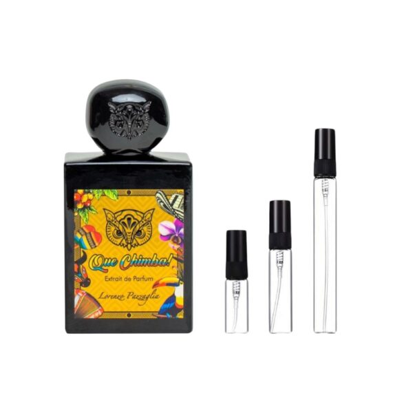 Decants Lorenzo Pazzaglia Que Chimba! en 3ml, 5ml y 10ml: fiesta, color y alegría colombiana en una fragancia tropical y vibrante.