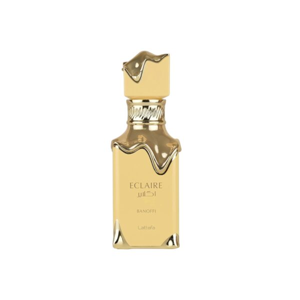 Perfume Lattafa Eclaire Banoffi: plátano caramelizado, rosa y vainilla en una fragancia dulce, atrevida y reconfortante. Pura tentación olfativa.