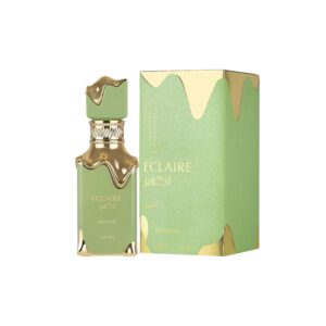 Perfume Lattafa Eclaire Pistache: pistacho, flor de azahar y vainilla en una fragancia dulce, elegante y adictiva. Un must para amantes del gourmand.