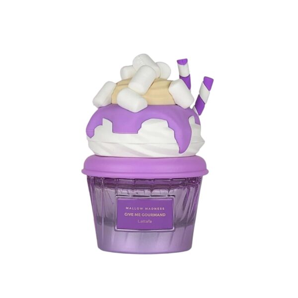 Perfume Lattafa Mallow Madness: malvavisco, crema batida y caramelo en una fragancia dulce, cálida y adictiva. Pura fantasía olfativa.