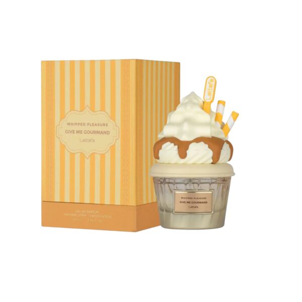 Perfume Lattafa Whipped Pleasure Give Me Gourmand: crema batida, vainilla y cachemira en una fragancia dulce, cálida y adictiva.