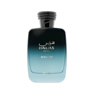 Rasasi Hawas Malibu: piña, lavanda y cachemira en una fragancia vibrante, moderna y sensual. Un aroma costero para todo el año.