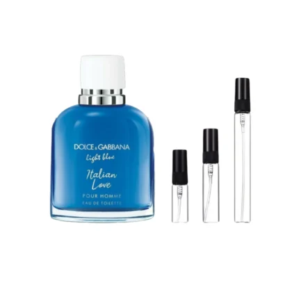 Decants Dolce & Gabbana Light Blue Italian Love en 3ml, 5ml y 10ml. Frescura cítrica y sensualidad floral.