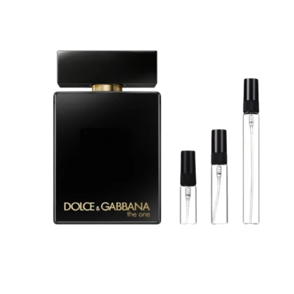 Decants Dolce & Gabbana The One EDP Intense en 3ml, 5ml y 10ml. Cuero, cardamomo y ládano. Intensidad masculina y sofisticación.