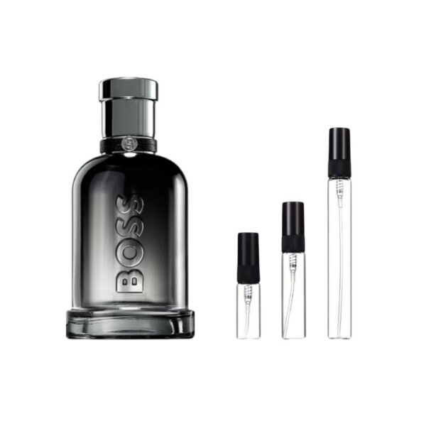 Decants Boss Bottled Beyond 3ml, 5ml y 10ml: jengibre, cuero y vetiver en una fragancia intensa y elegante. ¡Descúbrela y ve más allá!