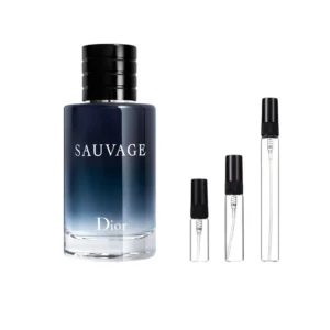 Decants Dior Sauvage en 3ml, 5ml y 10ml. Bergamota, lavanda y ambroxan. Frescura salvaje y elegancia masculina.