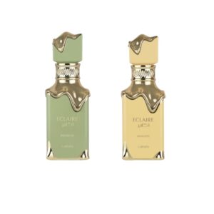 Lattafa Eclaire Pistache y Banoffi son dos perfumes gourmand que combinan dulzura, elegancia y calidez. Pistache destaca por su mezcla de frutos secos y flores suaves, mientras Banoffi encanta con su acorde de plátano caramelizado y fondo cremoso. Un dúo perfecto para amantes de las fragancias deliciosas y sofisticadas