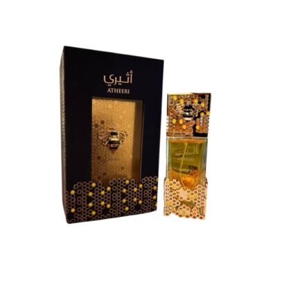 Lattafa Atheeri: aroma floral gourmand con notas de pasión, jazmín y vainilla. Elegancia suave y duradera para mujeres decididas.
