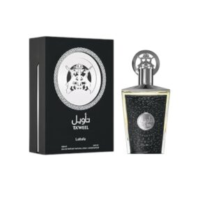 Lattafa Taweel: oud, azafrán y ámbar en una fragancia intensa y elegante que deja huella. Poder, misterio y sofisticación en cada nota