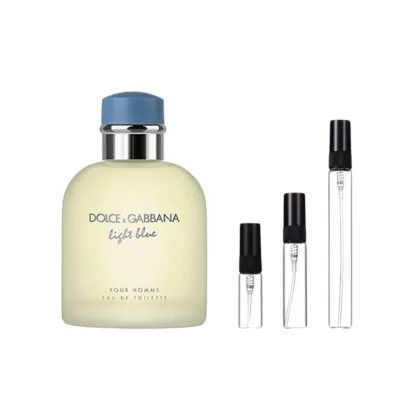 Decants Light Blue Pour Homme en 3ml, 5ml y 10ml: frescura cítrica, corazón aromático y fondo sensual para llevar contigo a cualquier lugar.