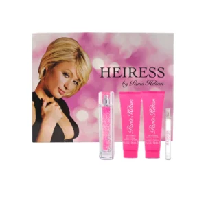 Estuche Heiress Paris Hilton Mujer con perfume, perfumero, crema y gel. Aroma floral frutal vibrante y femenino para cualquier ocasión.
