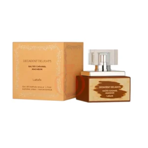 Decadent Delights Salted Caramel Macaron, fragancia gourmand con caramelo salado, vainilla y tonka envolvente.