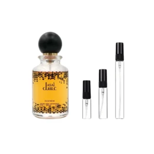 Fragancia dulce y oriental Decants Asal Ozareej, disponible en 3 ml, 5 ml y 10 ml.