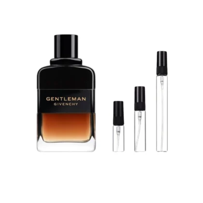 Decants Givenchy Gentleman Reserve Privee en decants: whisky, iris y maderas cálidas.