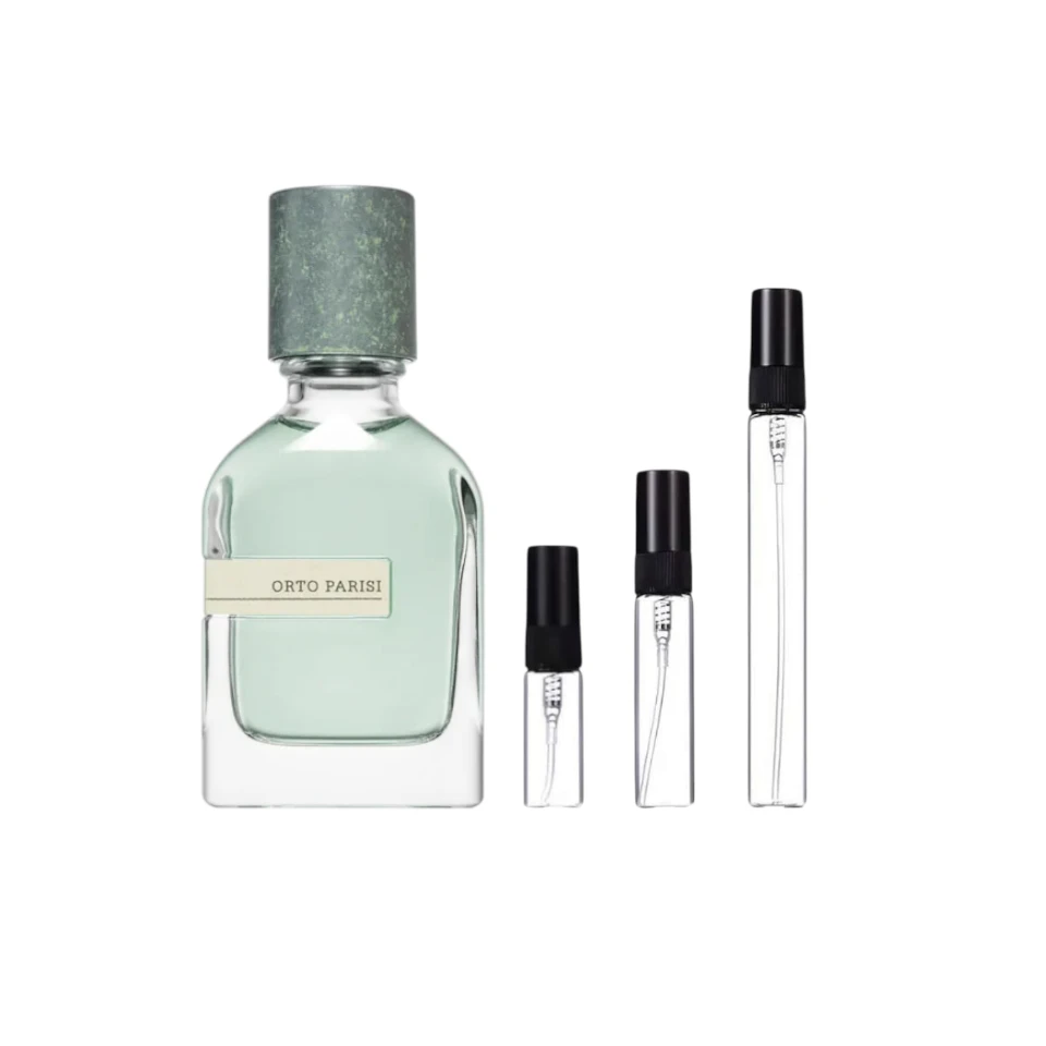 Fragancia oceánica intensa Decants Megamare Orto Parisi, disponible en 3 ml, 5 ml y 10 ml.