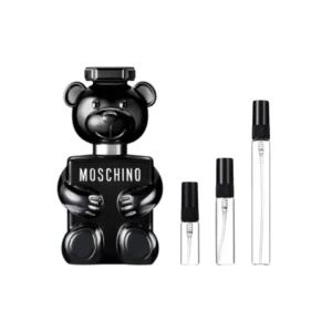 Fragancia moderna y atrevida Decants Moschino Toy Boy, disponible en 3 ml, 5 ml y 10 ml.