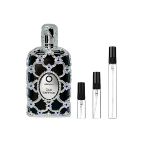 Fragancia intensa y oriental Decants Orientica Oud Saffron, disponible en 3 ml, 5 ml y 10 ml.