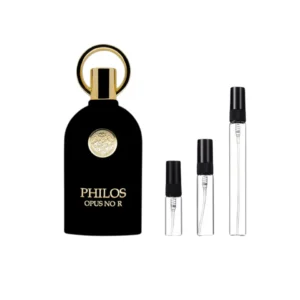 Elegancia intensa en Decants Maison Alhambra Philos Opus Noir, disponible en 3ml, 5ml y 10ml.