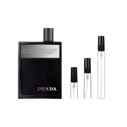 Decants Prada Amber Pour Homme Intense, elegancia oscura en 3ml, 5ml y 10ml.