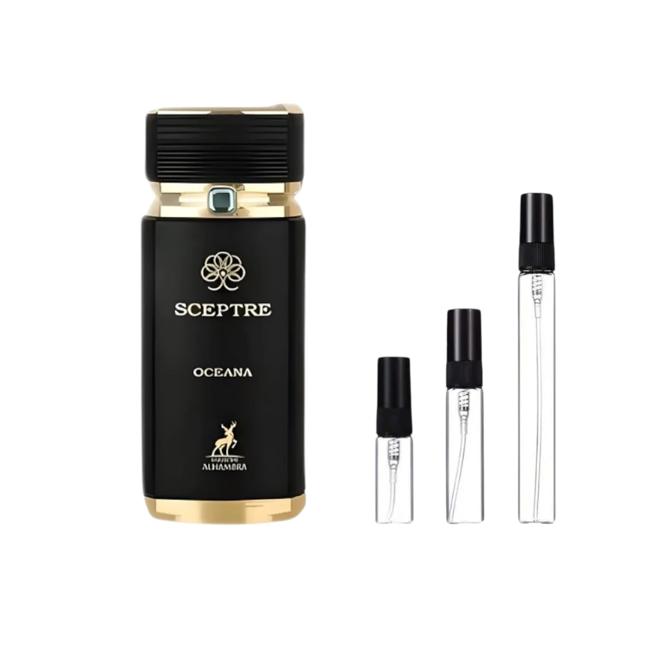 Frescura marina en Decants Maison Alhambra Sceptre Oceana, disponible en 3ml, 5ml y 10ml.