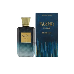 Fragancia tropical y luminosa Island Dreams Khadlaj, inspirada en playas y brisas cálidas.