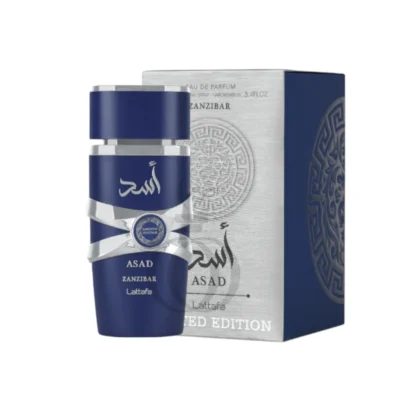 Lattafa Asad Zanzibar Limited Edition: elegancia tropical con notas cálidas y seductoras.