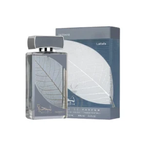Aroma fresco y enérgico. Lattafa Najdia Intense mezcla cítricos, notas marinas y maderas claras.