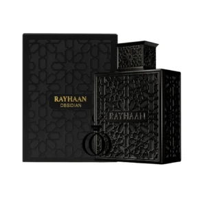 Perfume Rayhaan Obsidian: intensidad oscura, elegancia moderna y magnetismo profundo.