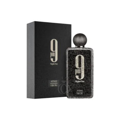Afnan 9pm Night Out, perfume nocturno con notas cítricas, florales y cálidas de vainilla y ámbar.