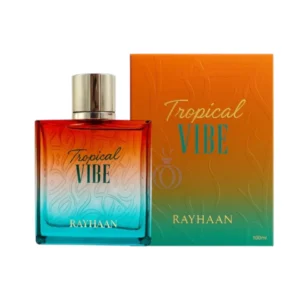 Perfume fresco y versátil con notas cítricas, florales y amaderadas: Tropical Vibe Rayhaan.