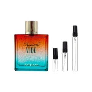 Decants Rayhaan Tropical Vibe en 3ml, 5ml y 10ml, frescura tropical siempre contigo.
