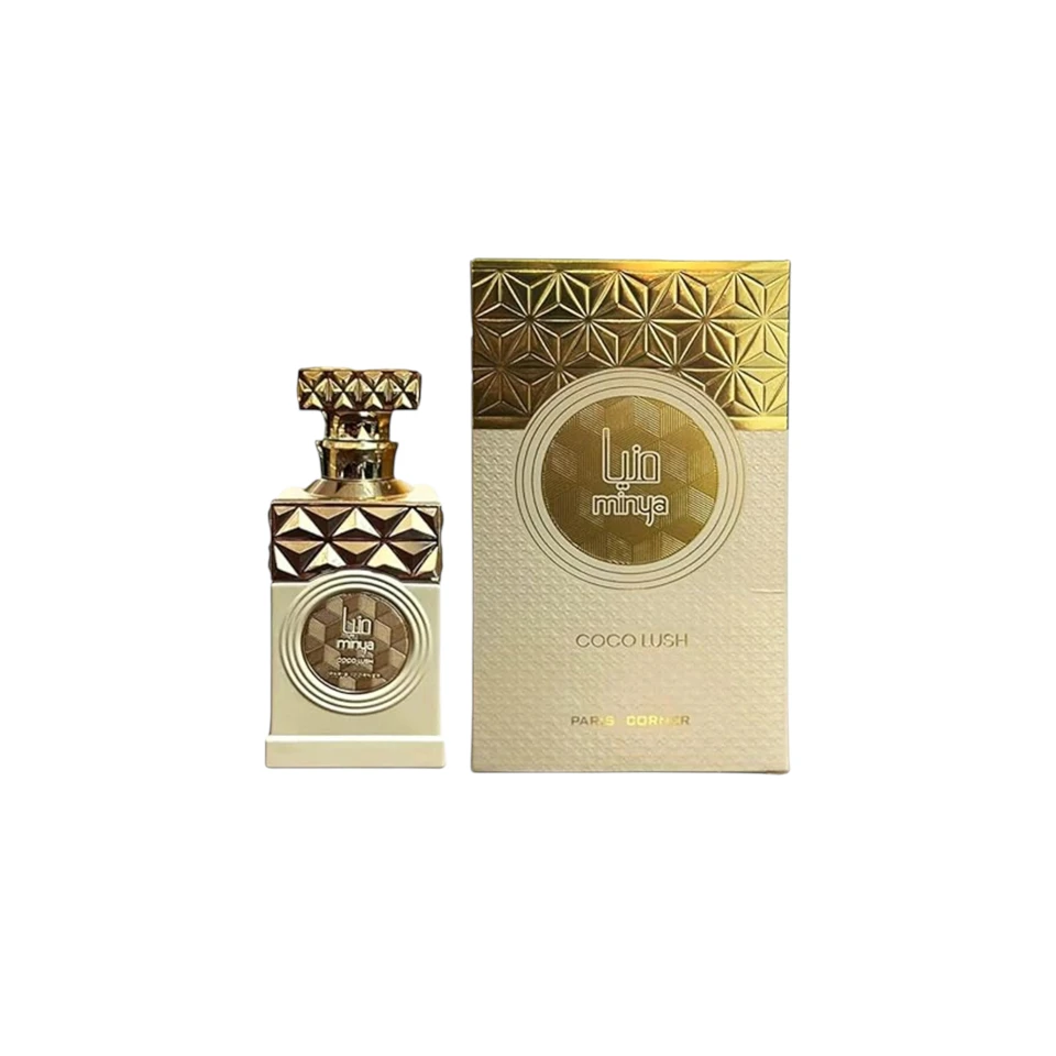 Paris Corner Minya Coco Lush, fragancia tropical con coco, flores blancas y base cálida de ámbar.