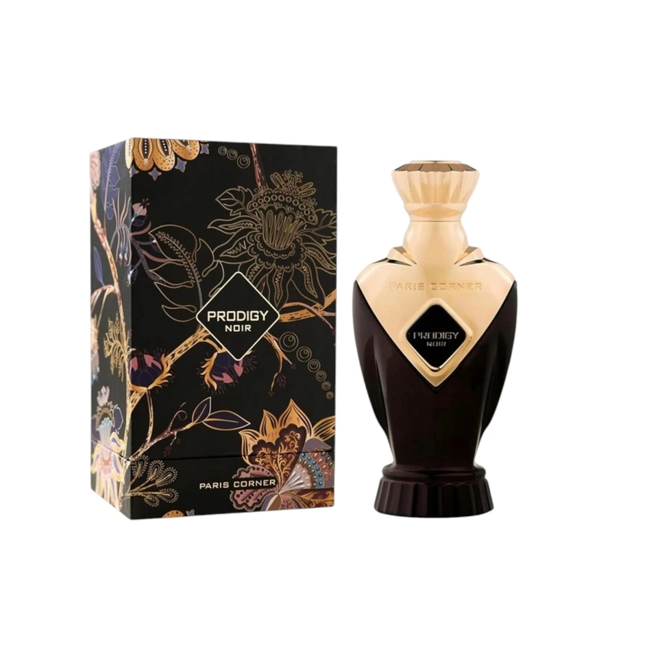 Descubre Paris Corner Prodigy Noir, fragancia intensa con cítricos, especias y ámbar, perfecta para noches elegantes y momentos especiales.