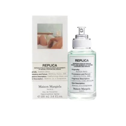 Perfume relajante con notas frescas, florales y cálidas que evocan un baño de espuma