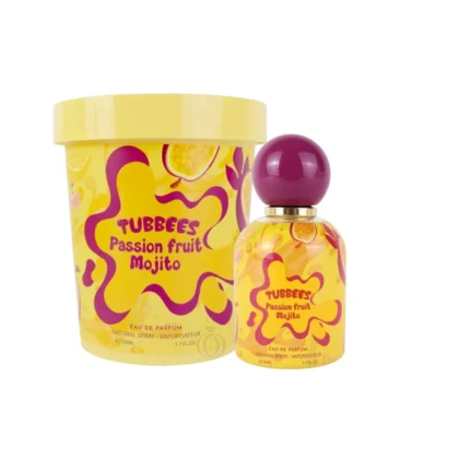 Perfume tropical con maracuyá, lima y menta, envuelto en notas cálidas de azúcar moreno y almizcle.