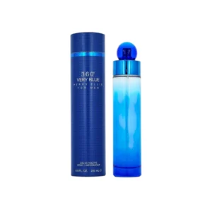 Caja y botella del perfume 360° Very Blue For Men Perry Ellis