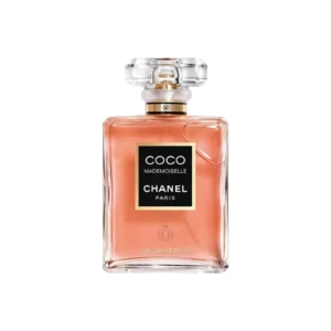 Perfume Chanel Coco Mademoiselle Crush Absolu en frasco rectangular con líquido rosado y detalles dorados