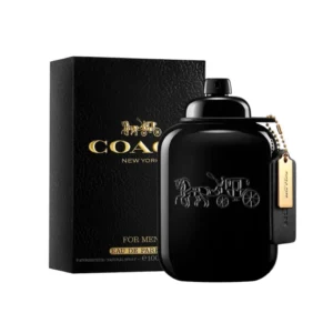 Perfume Coach For Men Black Eau De Parfum con caja negra y botella elegante